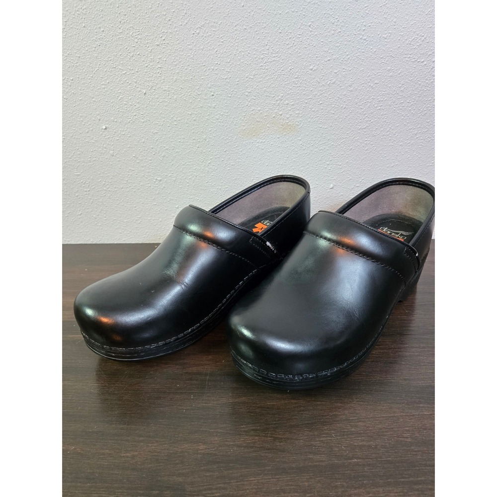 Dansko XP Professional Black Leather Clogs Slip Resistant‎ Work Shoes Womens 37